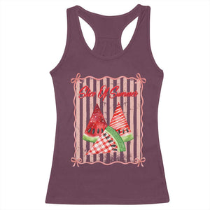 Striped Watermelon Beach Vibes Graphic Racerback Tank Top Slice Of Summer