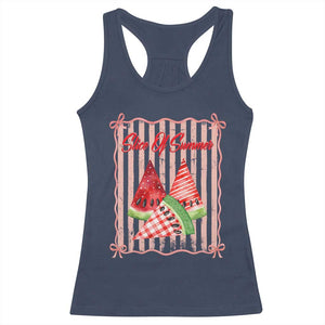 Striped Watermelon Beach Vibes Graphic Racerback Tank Top Slice Of Summer