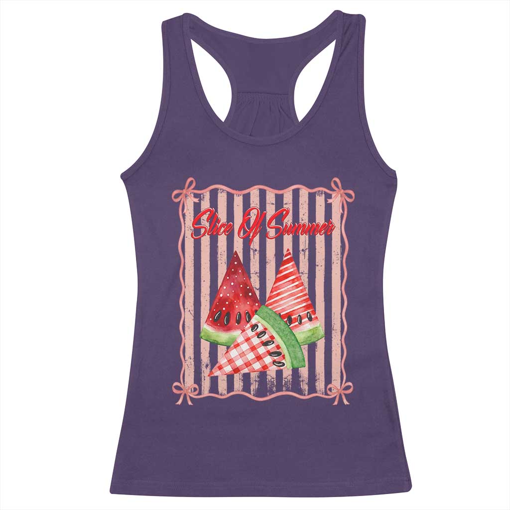 Striped Watermelon Beach Vibes Graphic Racerback Tank Top Slice Of Summer