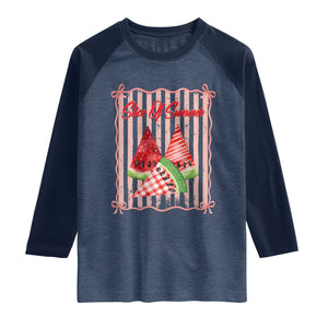 Striped Watermelon Beach Vibes Graphic Raglan Shirt Slice Of Summer