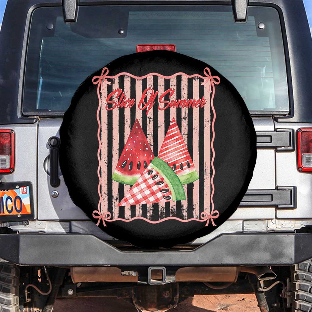 Striped Watermelon Beach Vibes Graphic Spare Tire Cover Slice Of Summer TS12 No hole Black Print Your Wear