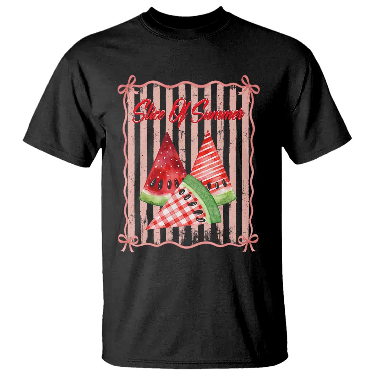 Striped Watermelon Beach Vibes Graphic T Shirt Slice Of Summer