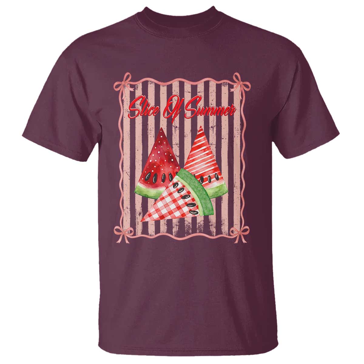 Striped Watermelon Beach Vibes Graphic T Shirt Slice Of Summer