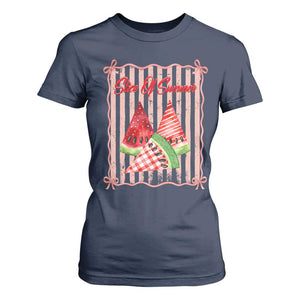 Striped Watermelon Beach Vibes Graphic T Shirt For Women Slice Of Summer