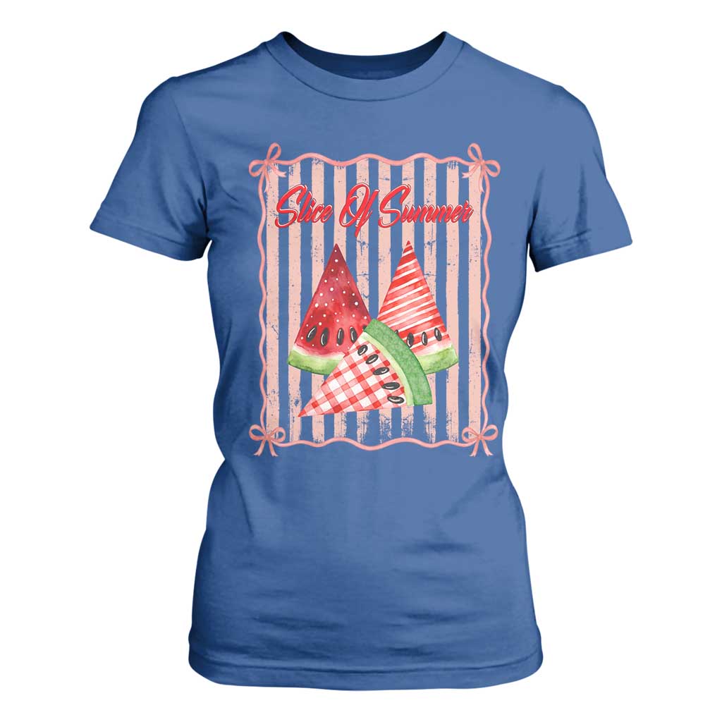 Striped Watermelon Beach Vibes Graphic T Shirt For Women Slice Of Summer