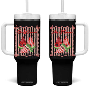 Striped Watermelon Beach Vibes Graphic Tumbler With Handle Slice Of Summer