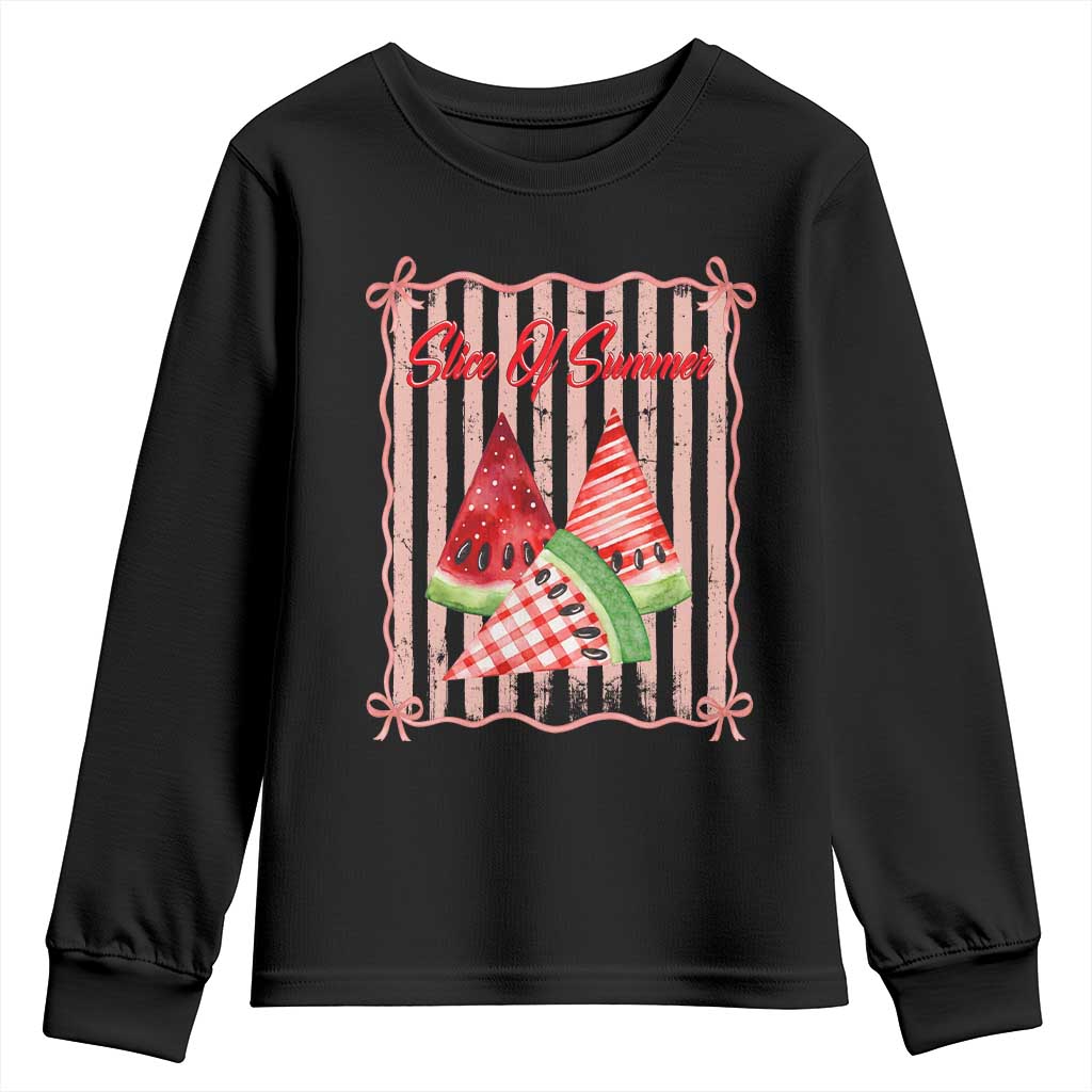 Striped Watermelon Beach Vibes Graphic Youth Sweatshirt Slice Of Summer