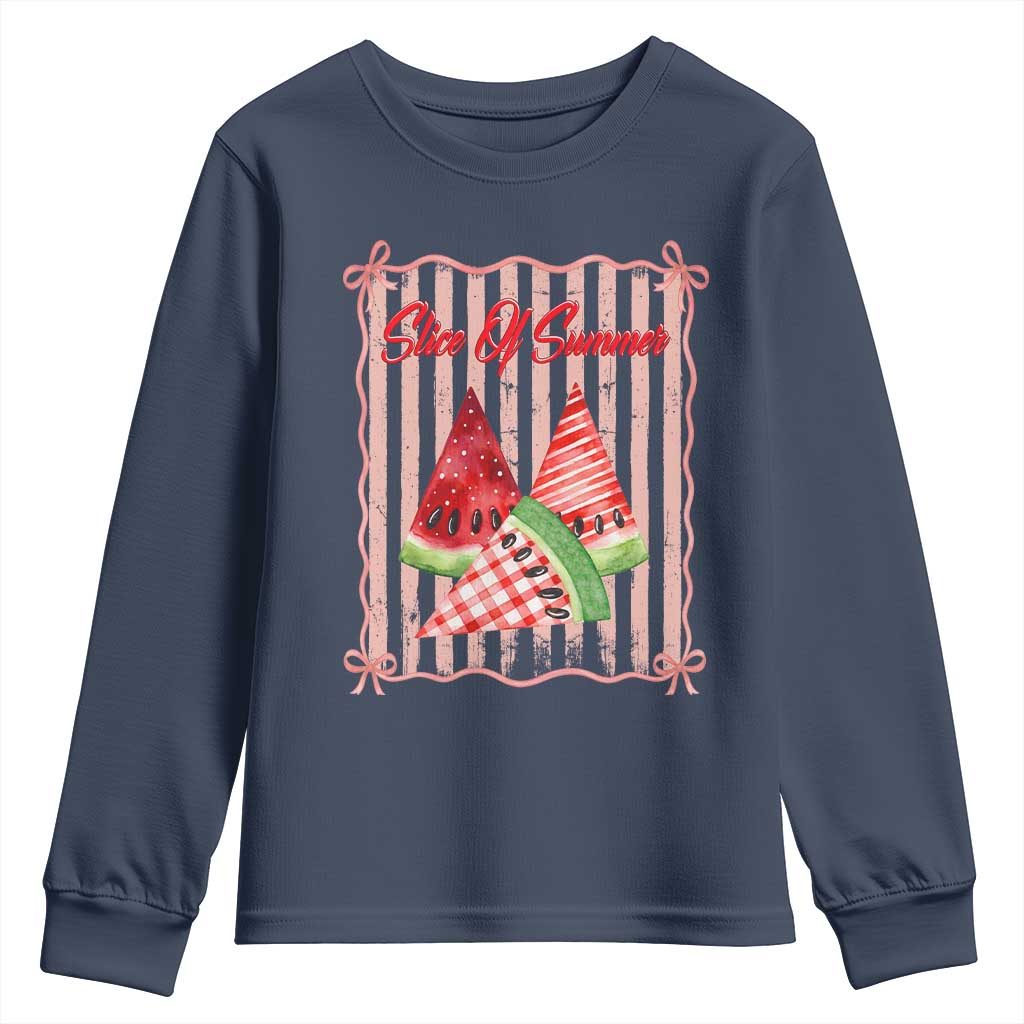 Striped Watermelon Beach Vibes Graphic Youth Sweatshirt Slice Of Summer
