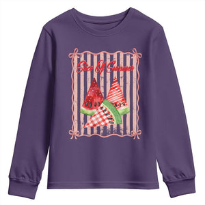 Striped Watermelon Beach Vibes Graphic Youth Sweatshirt Slice Of Summer
