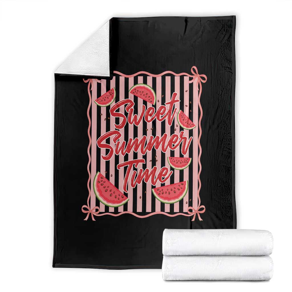 Striped Watermelon Beach Vibes Graphic Throw Blanket Sweet Summer Time
