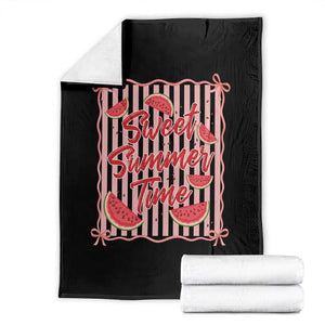 Striped Watermelon Beach Vibes Graphic Throw Blanket Sweet Summer Time