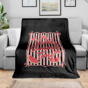 Striped Watermelon Beach Vibes Graphic Throw Blanket Sweet Summer Time