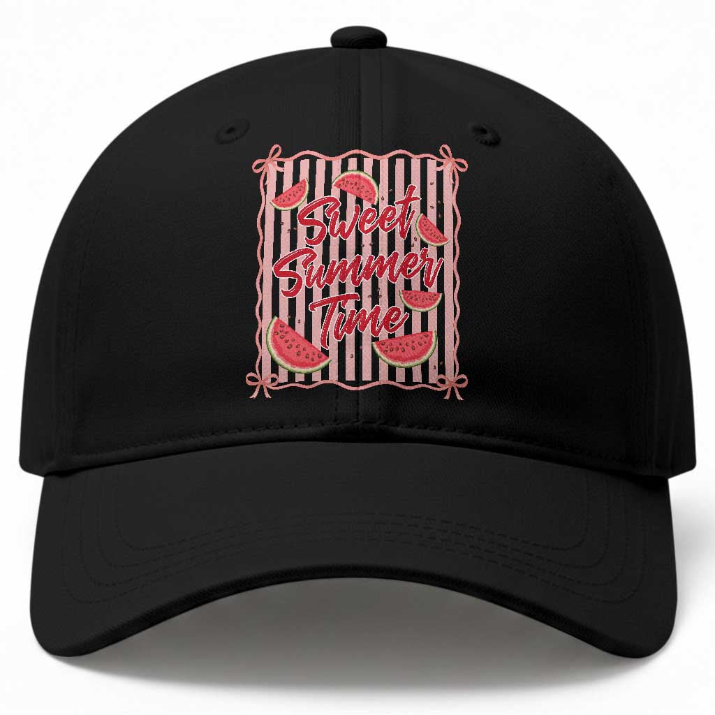 Striped Watermelon Beach Vibes Graphic Baseball Cap Sweet Summer Time