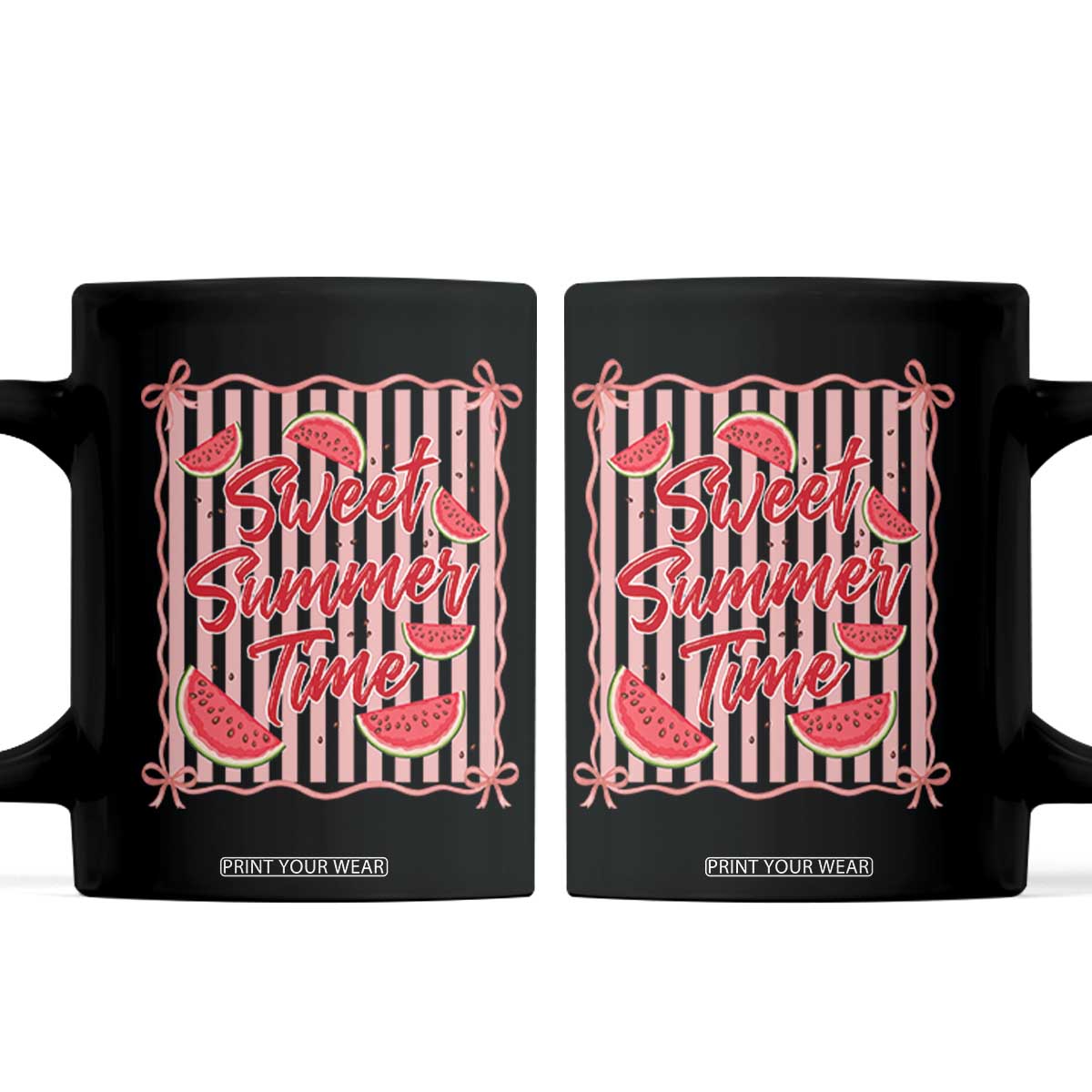 Striped Watermelon Beach Vibes Graphic Coffee Mug Sweet Summer Time