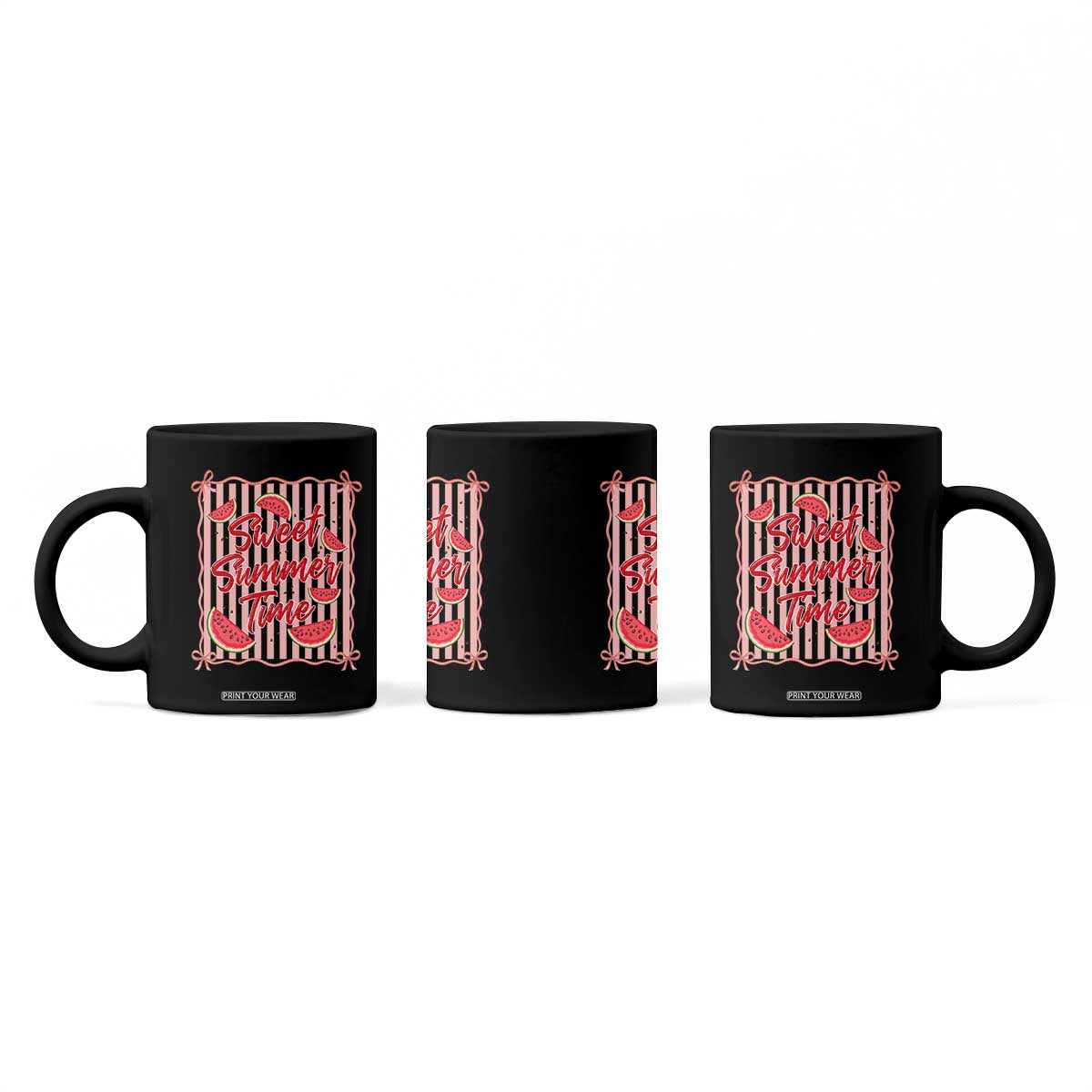 Striped Watermelon Beach Vibes Graphic Coffee Mug Sweet Summer Time