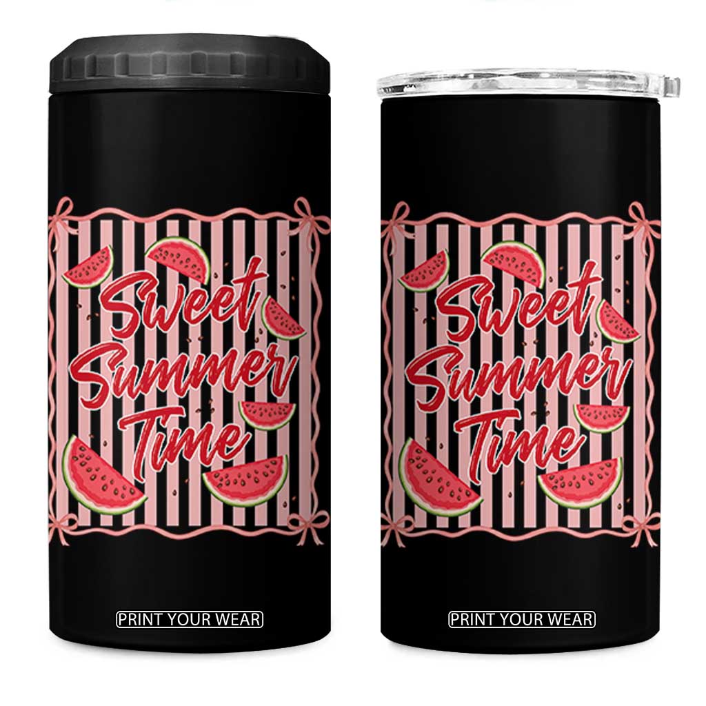 Striped Watermelon Beach Vibes Graphic 4 in 1 Can Cooler Tumbler Sweet Summer Time TS12 One Size: 16 oz Black Print Your Wear