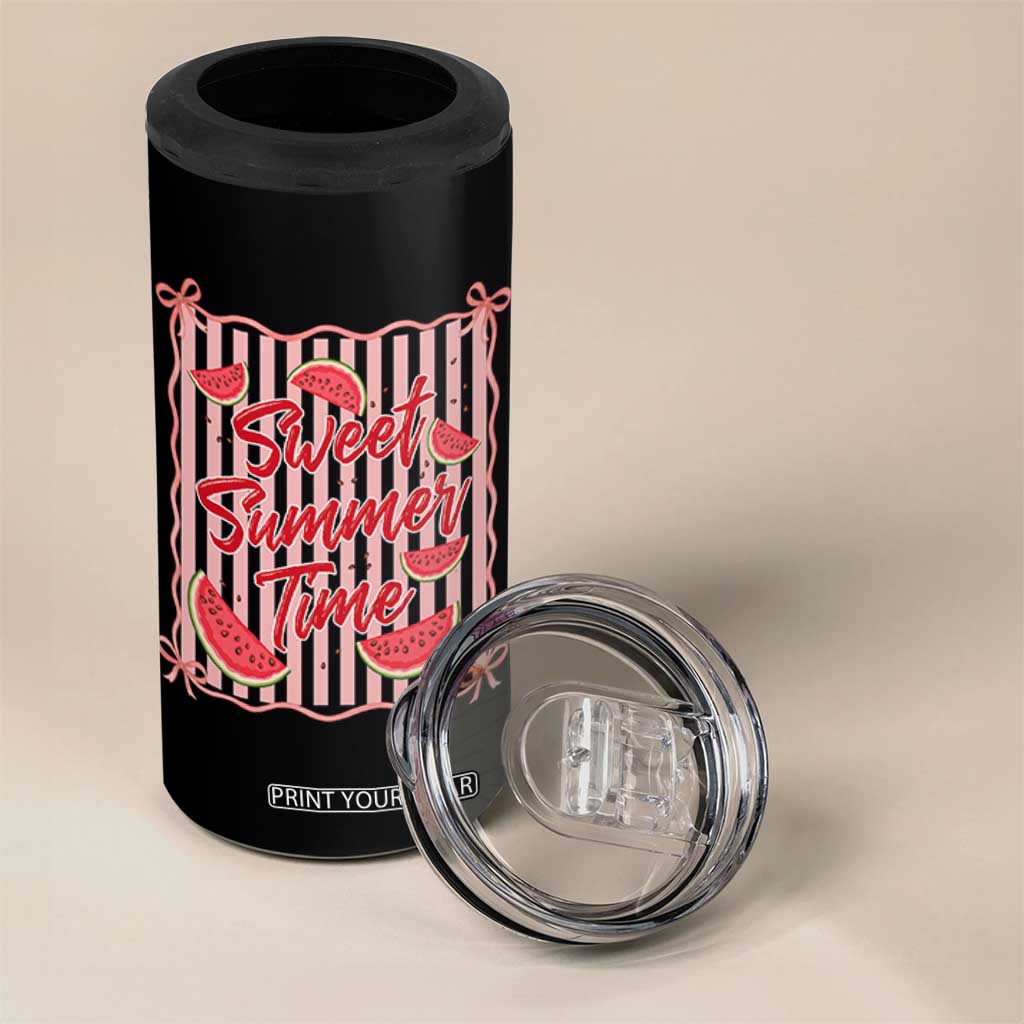 Striped Watermelon Beach Vibes Graphic 4 in 1 Can Cooler Tumbler Sweet Summer Time