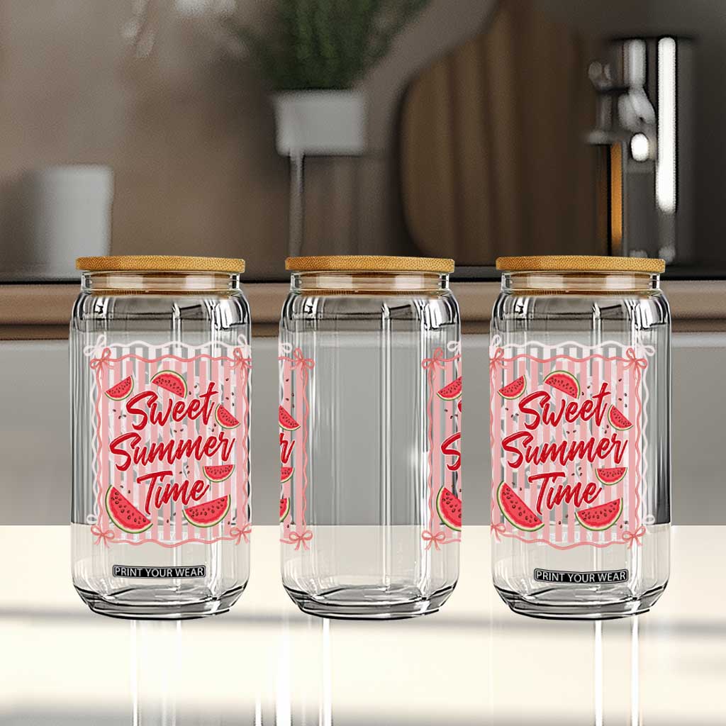 Striped Watermelon Beach Vibes Graphic Glass Can Sweet Summer Time