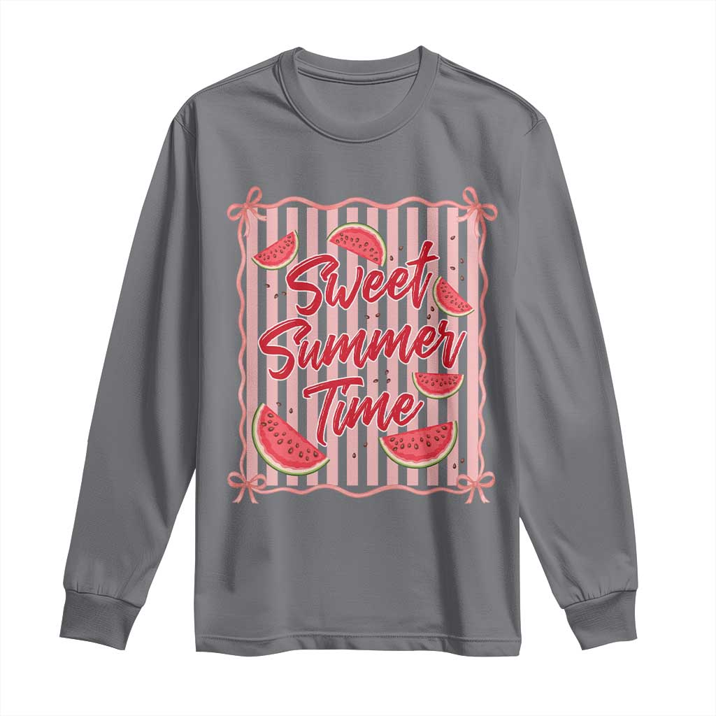 Striped Watermelon Beach Vibes Graphic Long Sleeve Shirt Sweet Summer Time