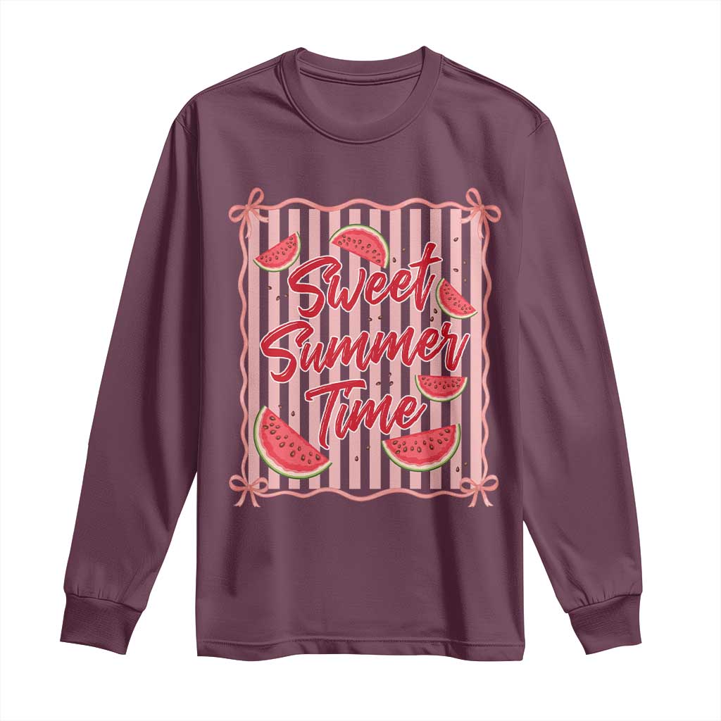 Striped Watermelon Beach Vibes Graphic Long Sleeve Shirt Sweet Summer Time