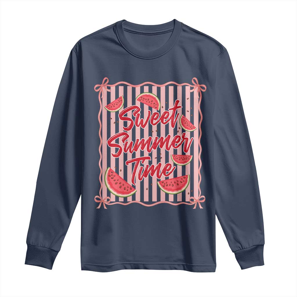 Striped Watermelon Beach Vibes Graphic Long Sleeve Shirt Sweet Summer Time