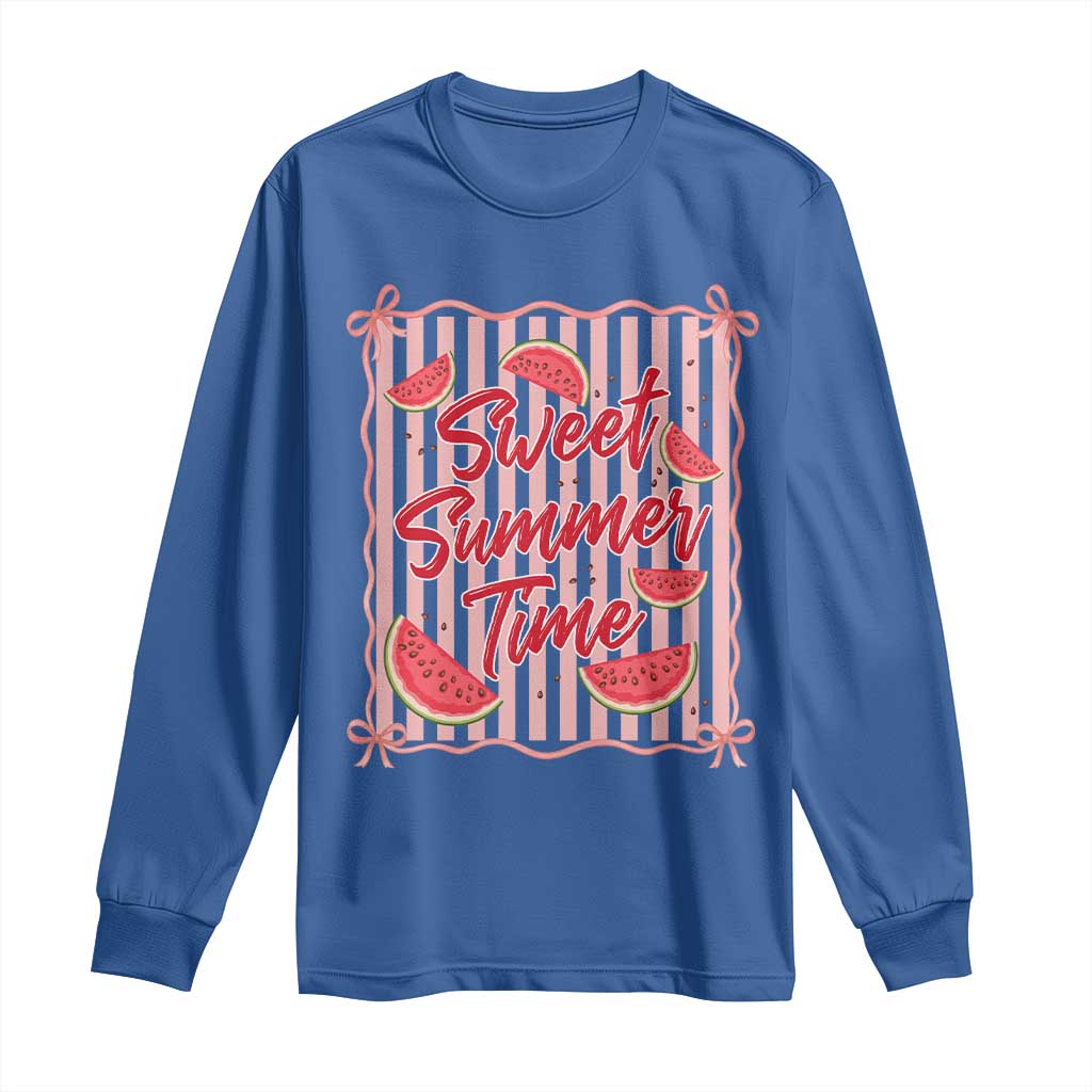 Striped Watermelon Beach Vibes Graphic Long Sleeve Shirt Sweet Summer Time