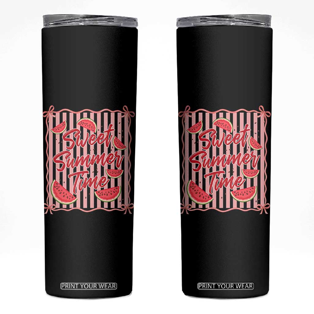 Striped Watermelon Beach Vibes Graphic Skinny Tumbler Sweet Summer Time