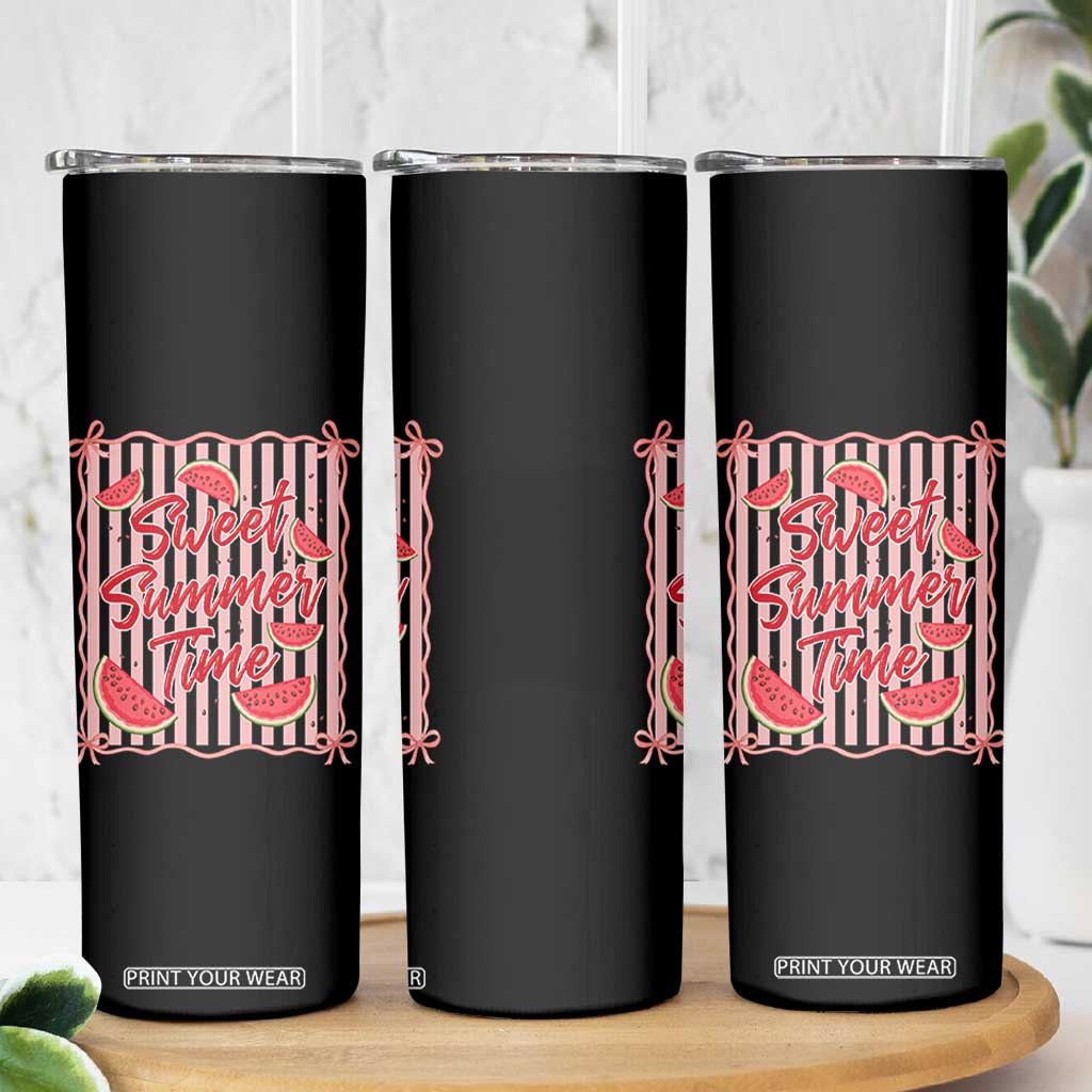 Striped Watermelon Beach Vibes Graphic Skinny Tumbler Sweet Summer Time