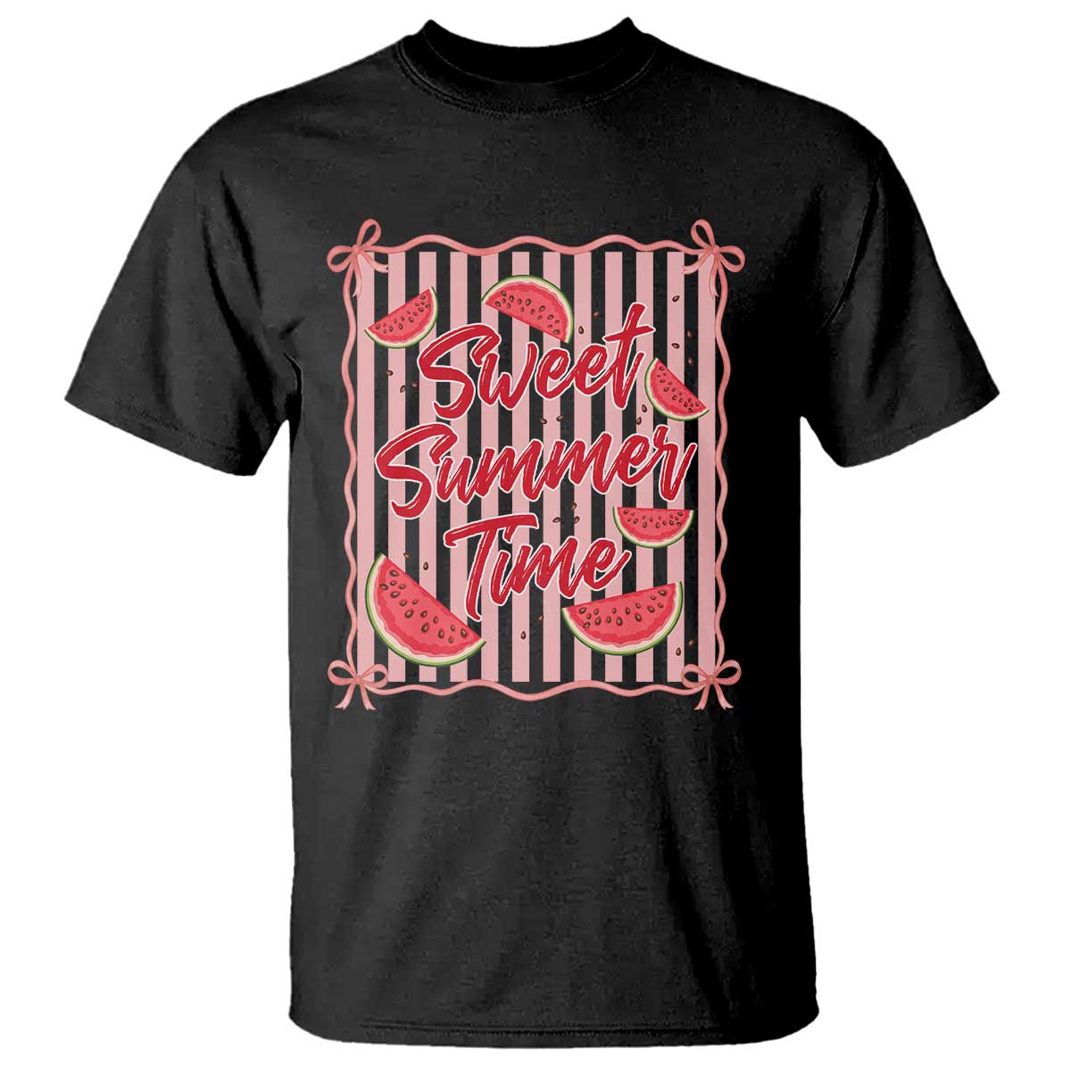 Striped Watermelon Beach Vibes Graphic T Shirt Sweet Summer Time TS12 Black Print Your Wear