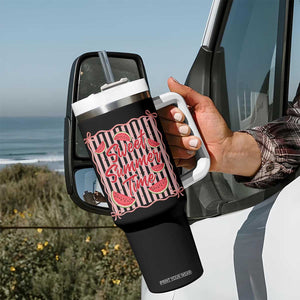 Striped Watermelon Beach Vibes Graphic Tumbler With Handle Sweet Summer Time