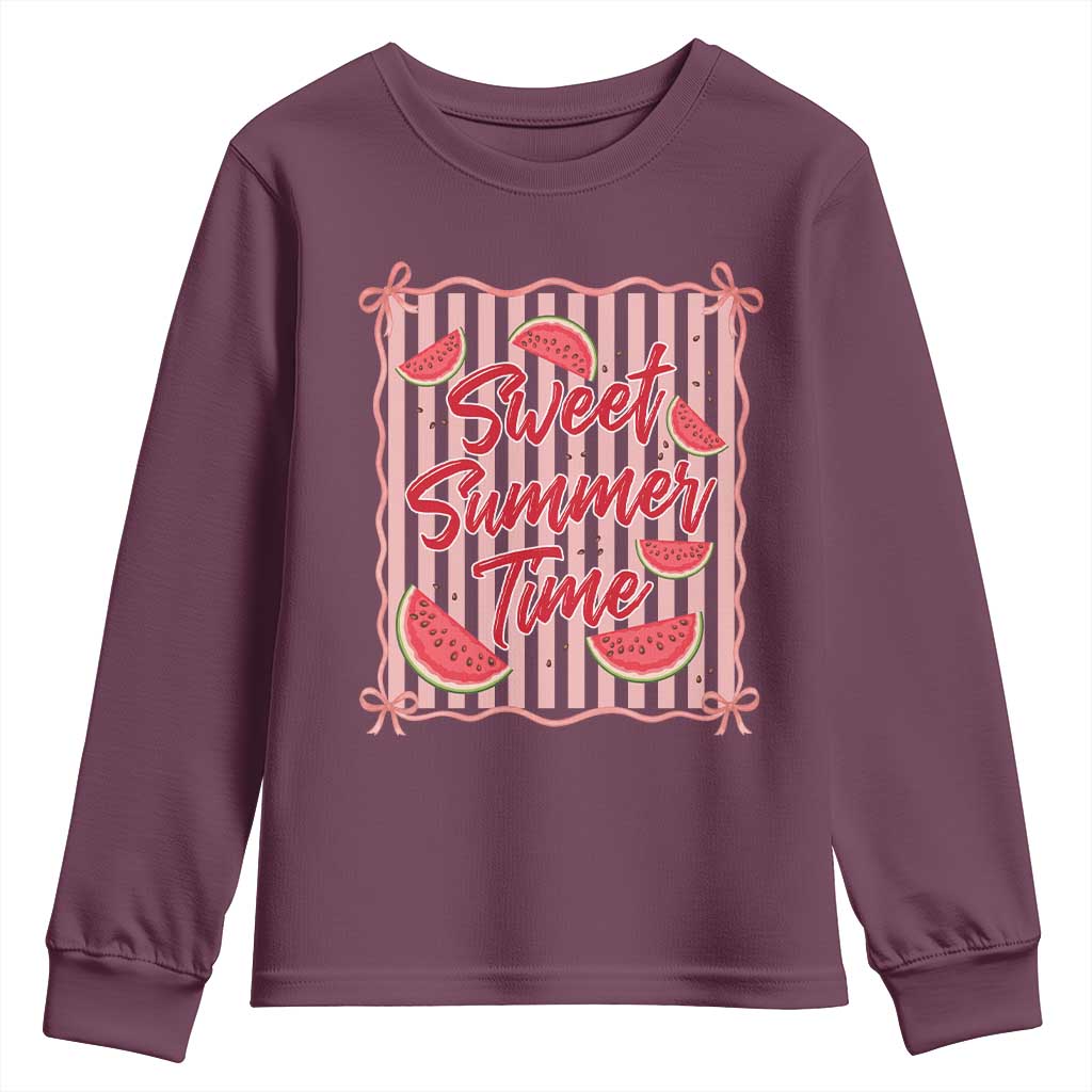 Striped Watermelon Beach Vibes Graphic Youth Sweatshirt Sweet Summer Time