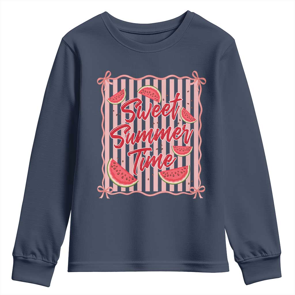 Striped Watermelon Beach Vibes Graphic Youth Sweatshirt Sweet Summer Time