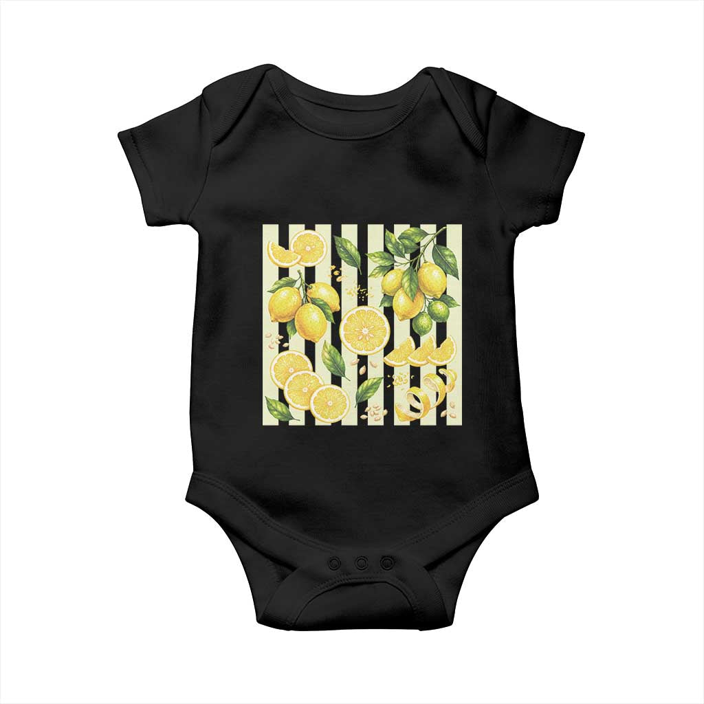 Striped Summer Lemon Baby Onesie Citrus Fruit Lover Gift TS12 Black Print Your Wear