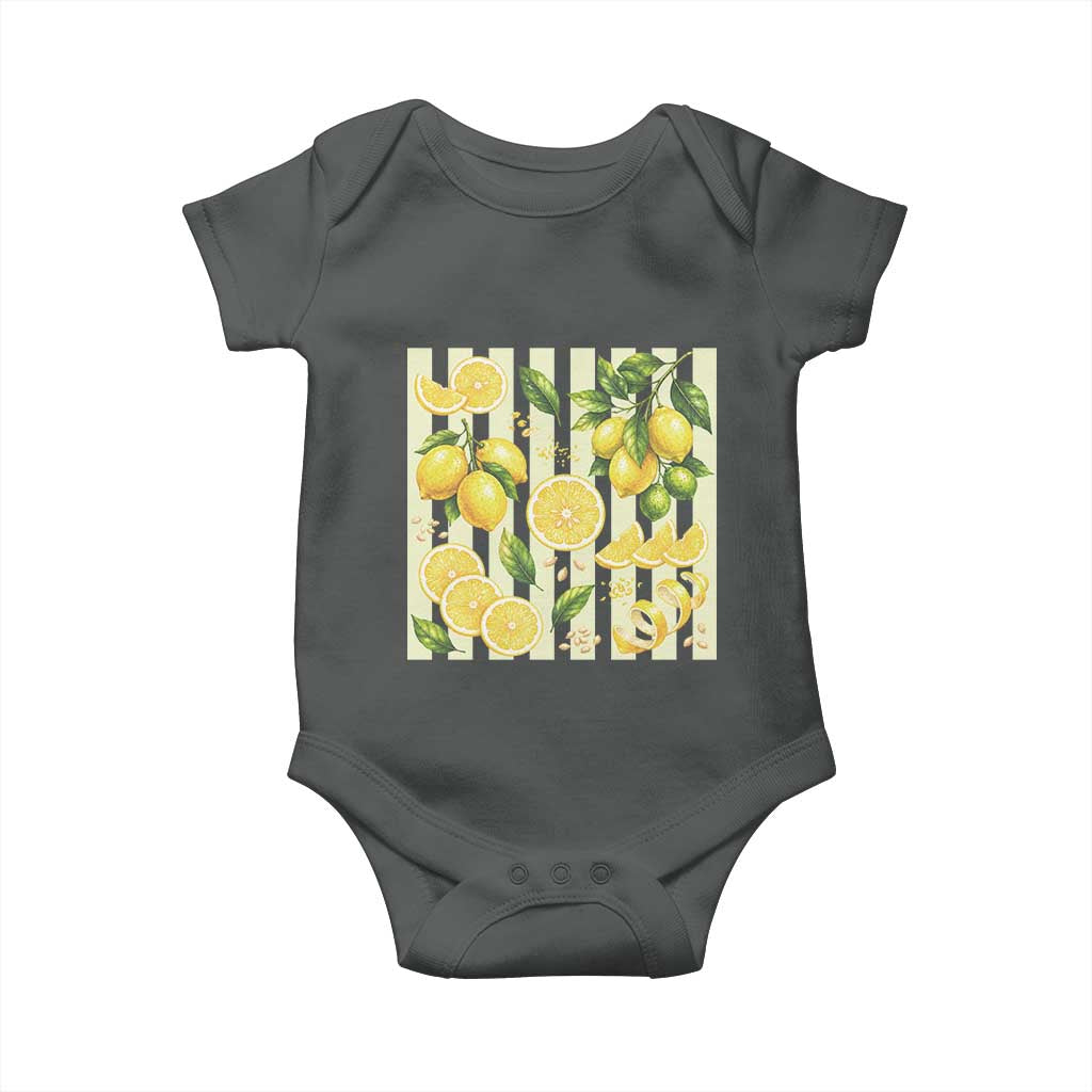 Striped Summer Lemon Baby Onesie Citrus Fruit Lover Gift