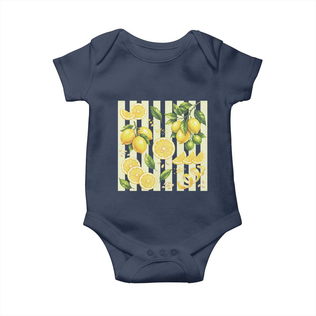 Striped Summer Lemon Baby Onesie Citrus Fruit Lover Gift