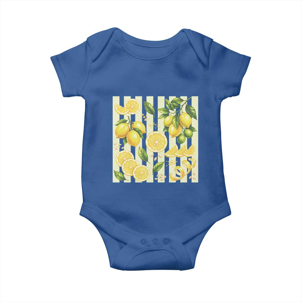 Striped Summer Lemon Baby Onesie Citrus Fruit Lover Gift