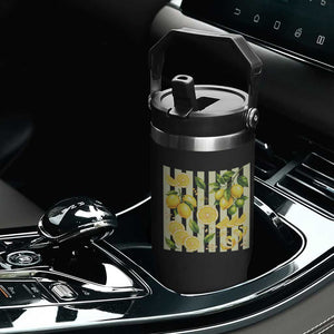 Striped Summer Lemon Flip Straw Tumbler Citrus Fruit Lover Gift