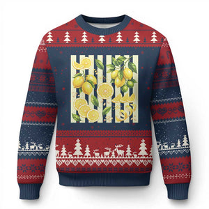 Striped Summer Lemon Ugly Christmas Sweater Citrus Fruit Lover Gift