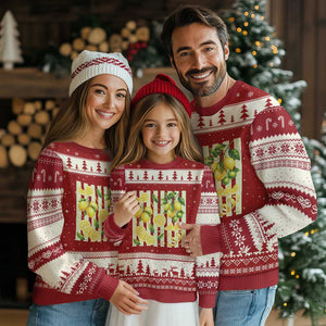 Striped Summer Lemon Ugly Christmas Sweater Citrus Fruit Lover Gift