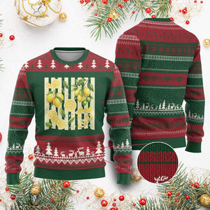 Striped Summer Lemon Ugly Christmas Sweater Citrus Fruit Lover Gift