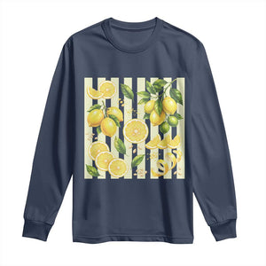 Striped Summer Lemon Long Sleeve Shirt Citrus Fruit Lover Gift