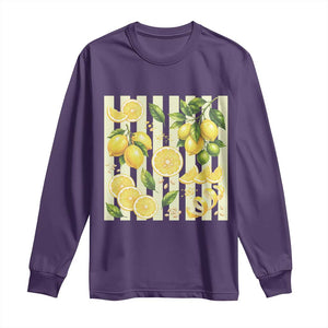 Striped Summer Lemon Long Sleeve Shirt Citrus Fruit Lover Gift