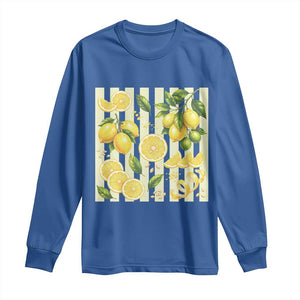 Striped Summer Lemon Long Sleeve Shirt Citrus Fruit Lover Gift