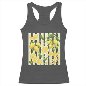 Striped Summer Lemon Racerback Tank Top Citrus Fruit Lover Gift