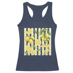 Striped Summer Lemon Racerback Tank Top Citrus Fruit Lover Gift