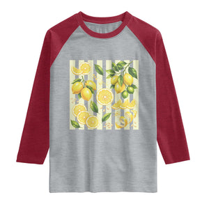 Striped Summer Lemon Raglan Shirt Citrus Fruit Lover Gift