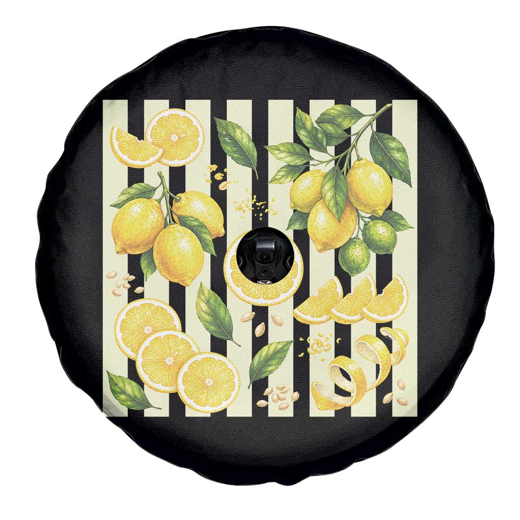 Striped Summer Lemon Spare Tire Cover Citrus Fruit Lover Gift
