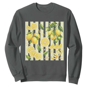 Striped Summer Lemon Sweatshirt Citrus Fruit Lover Gift