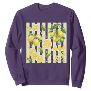 Striped Summer Lemon Sweatshirt Citrus Fruit Lover Gift