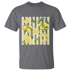 Striped Summer Lemon T Shirt Citrus Fruit Lover Gift